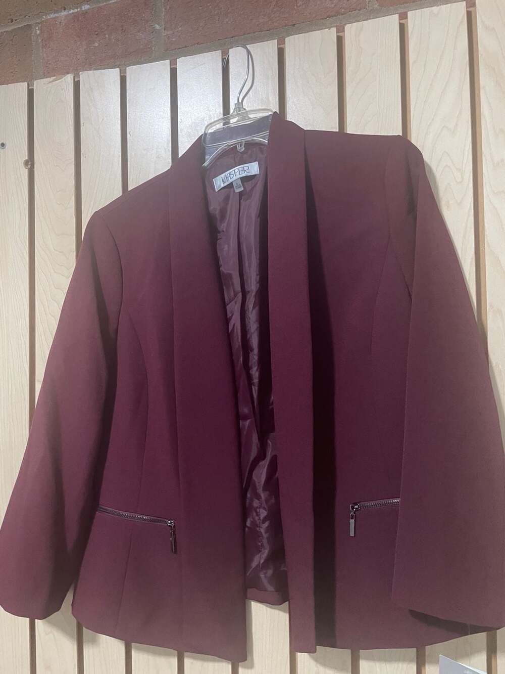 Kasper Women's Open Front Blazer Jacket Claret Size 8